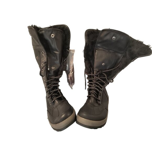 Lane Bryant water snow boots Faux fur tie size 9 W New with 2nd pair of laces - Picture 4 of 7